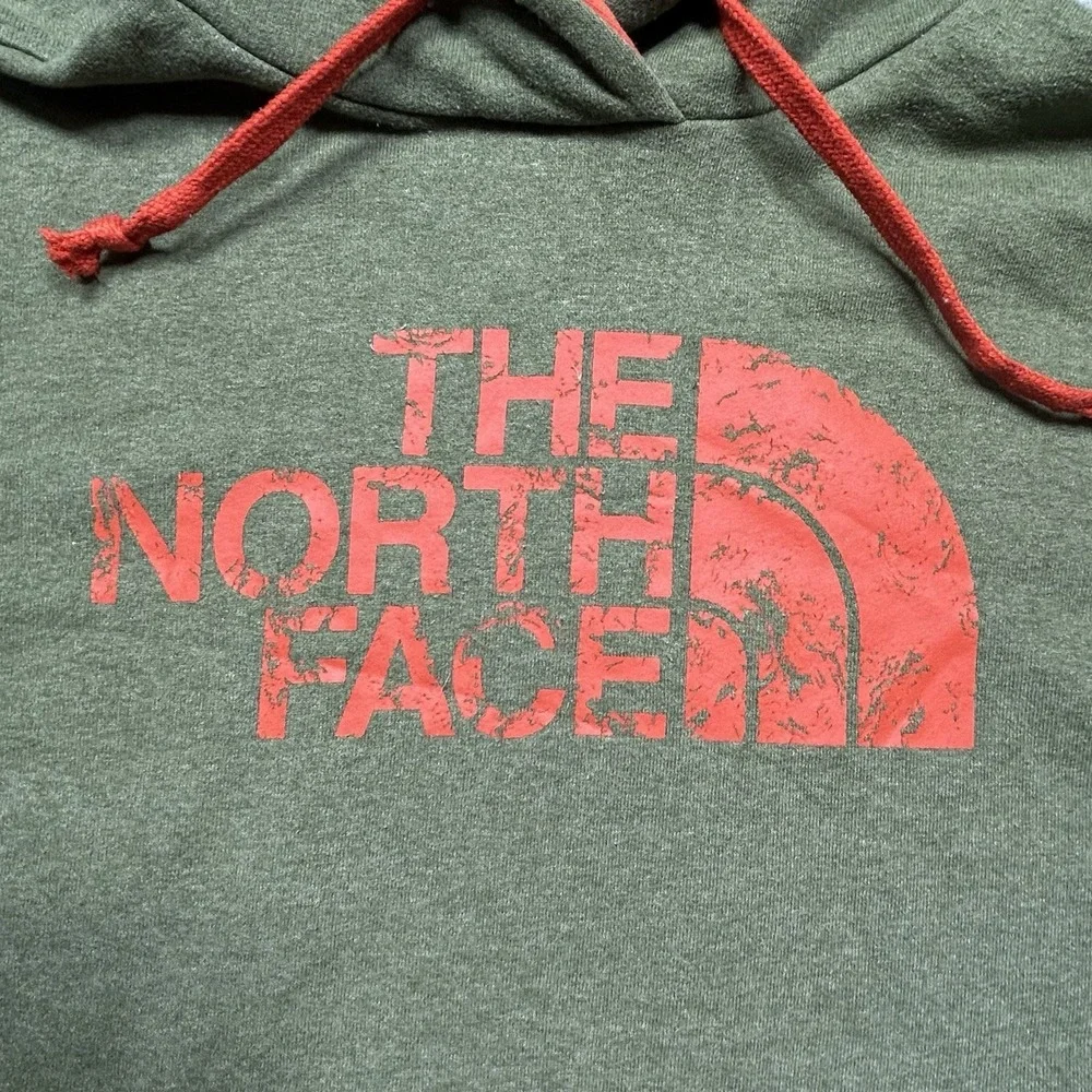 The North Face Hoodie Men's M Army Green w/ Orange Half Moon Logo Outdoor Hood